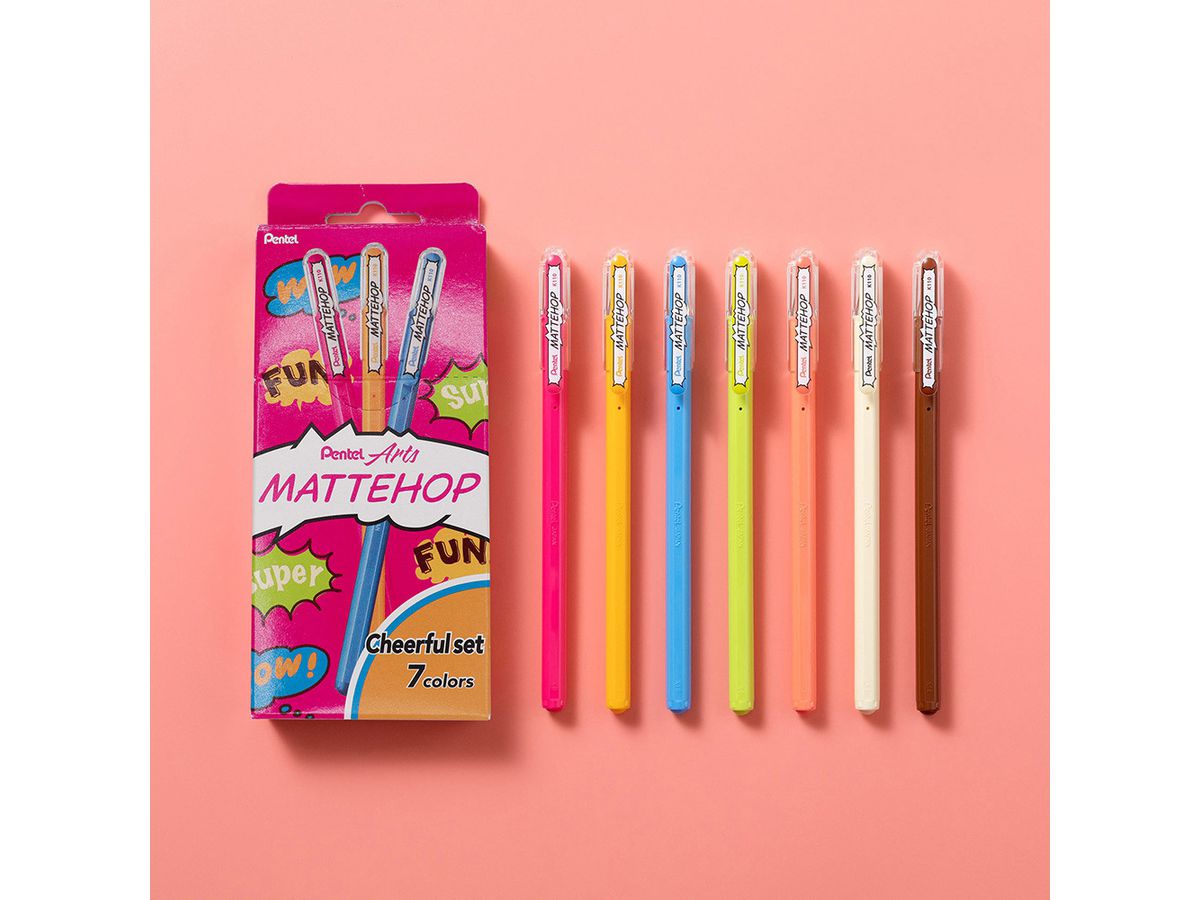 PENTEL Rollerball Mattehop 0.5mm K110-V7STBX Cheerful Set 7 pezzi (0884851108777)