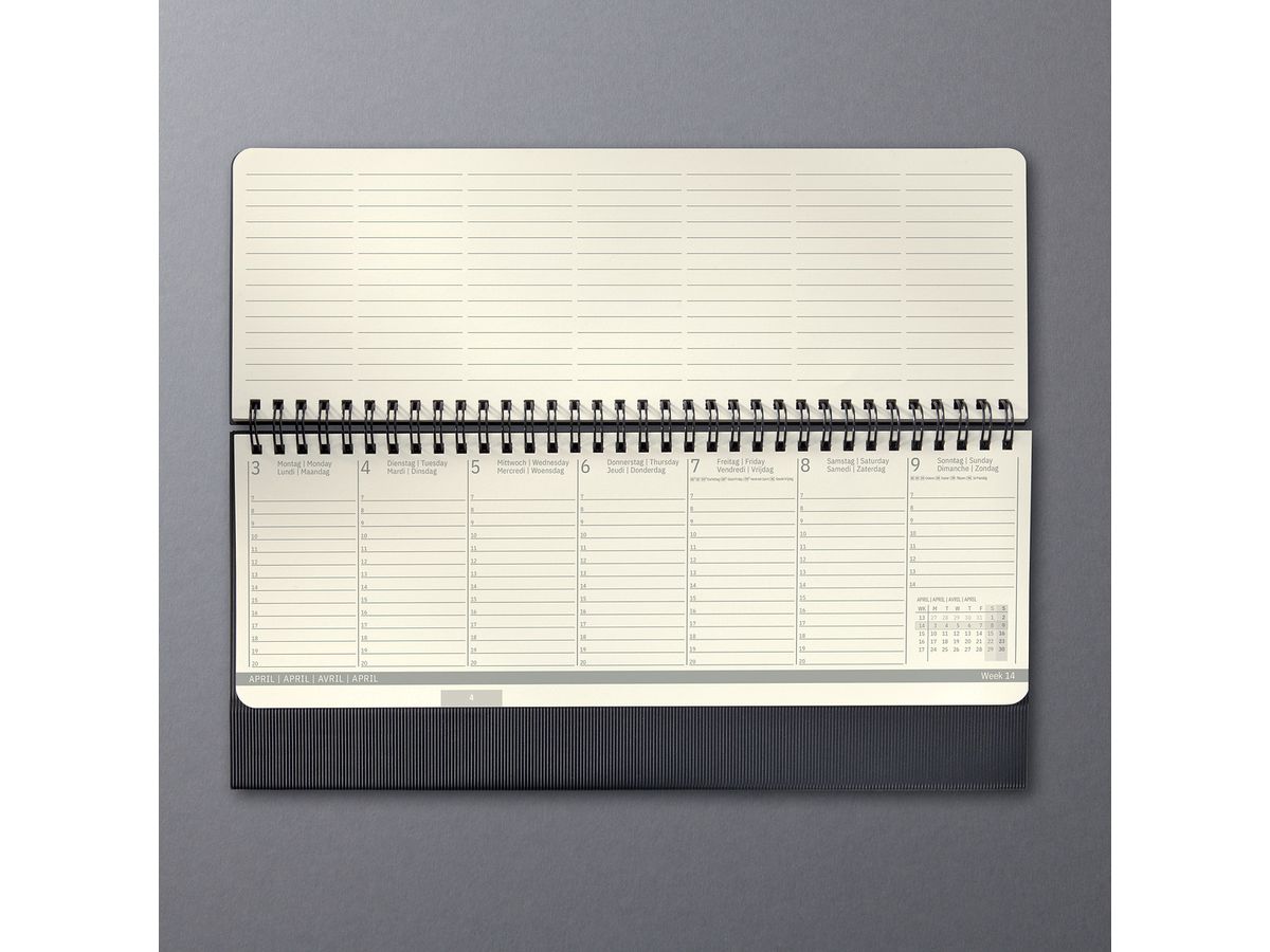 CONCEPTUM Tischkalender 2026 C2680 1W/2S schwarz 30x14.3cm (4004360771828)