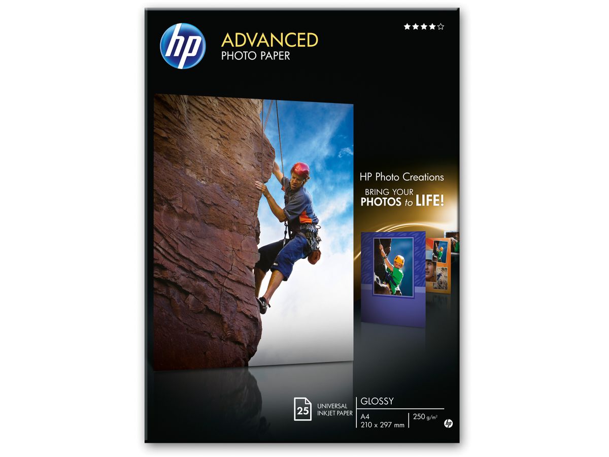 HP Advanced Glossy Photo Paper A4 Q5456A InkJet 250g 25 fogli (0882780349551)