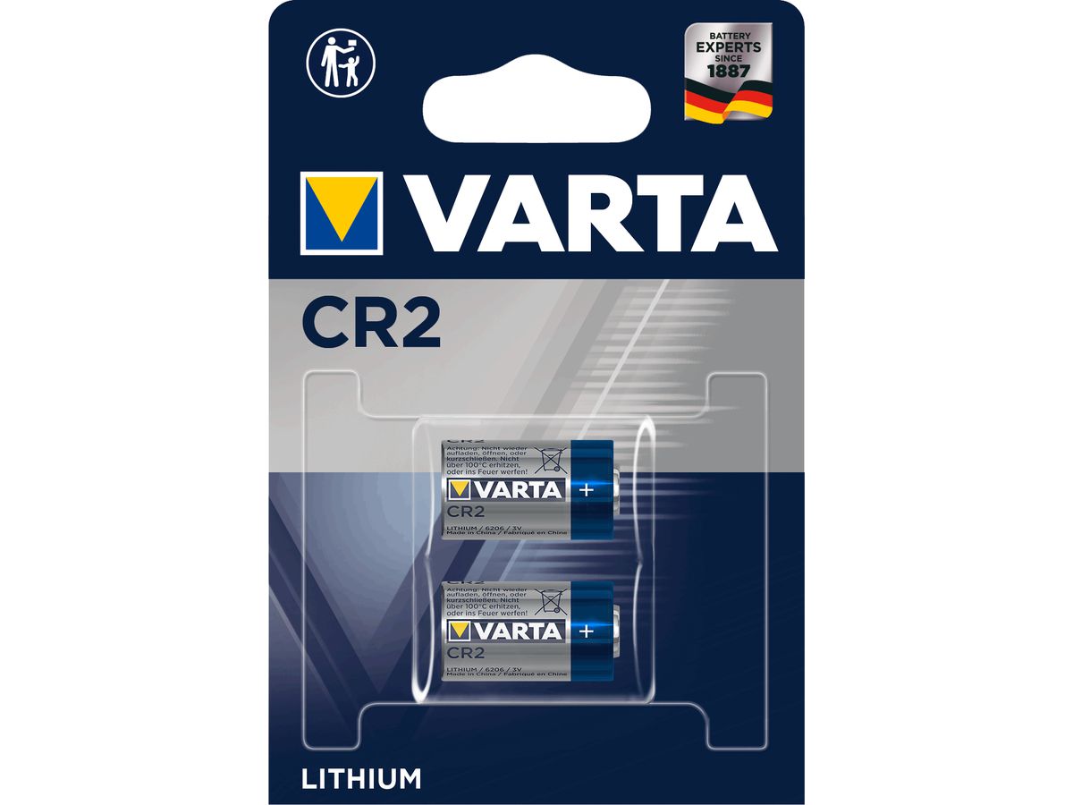 VARTA Batterie 6206301402 CR2, 2 Stück (4008496537402)