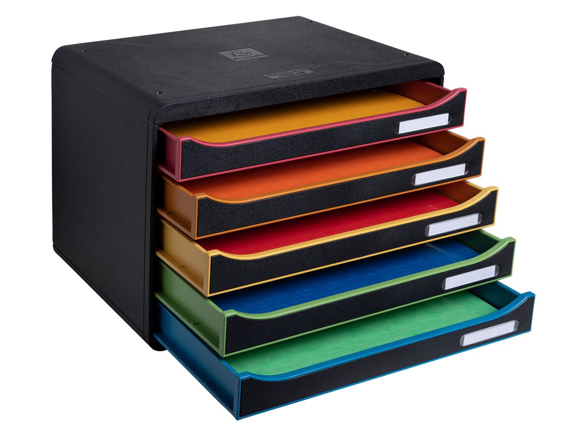 EXACOMPTA Cassettiera Big-Box Plus 308914D nero/arlecchino, 5 cassetti (9002493430136)