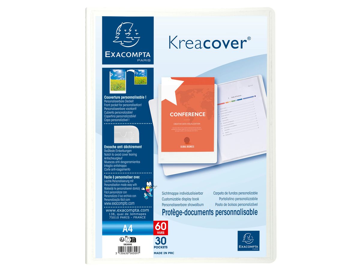 EXACOMPTA Cartella ad anelli A4 58309E blanco 30 borse (3130630583097)