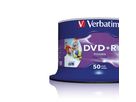 VERBATIM DVD+R Spindle 4.7GB 43512 1-16x print wide 50 Pcs (0023942435129)