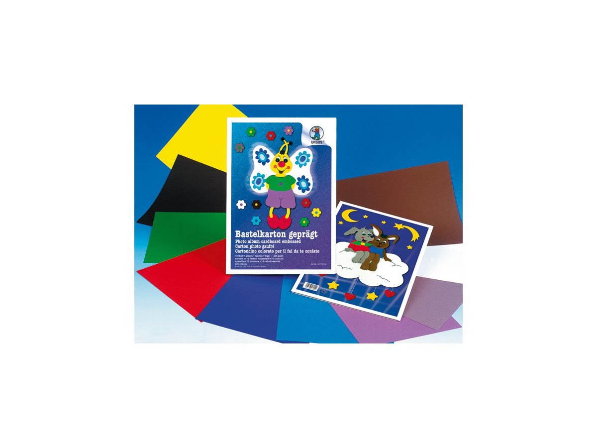 URSUS Bastelkarton 23x33cm 8110099 220g, farbig ass. 10 Blatt (4008525179429)