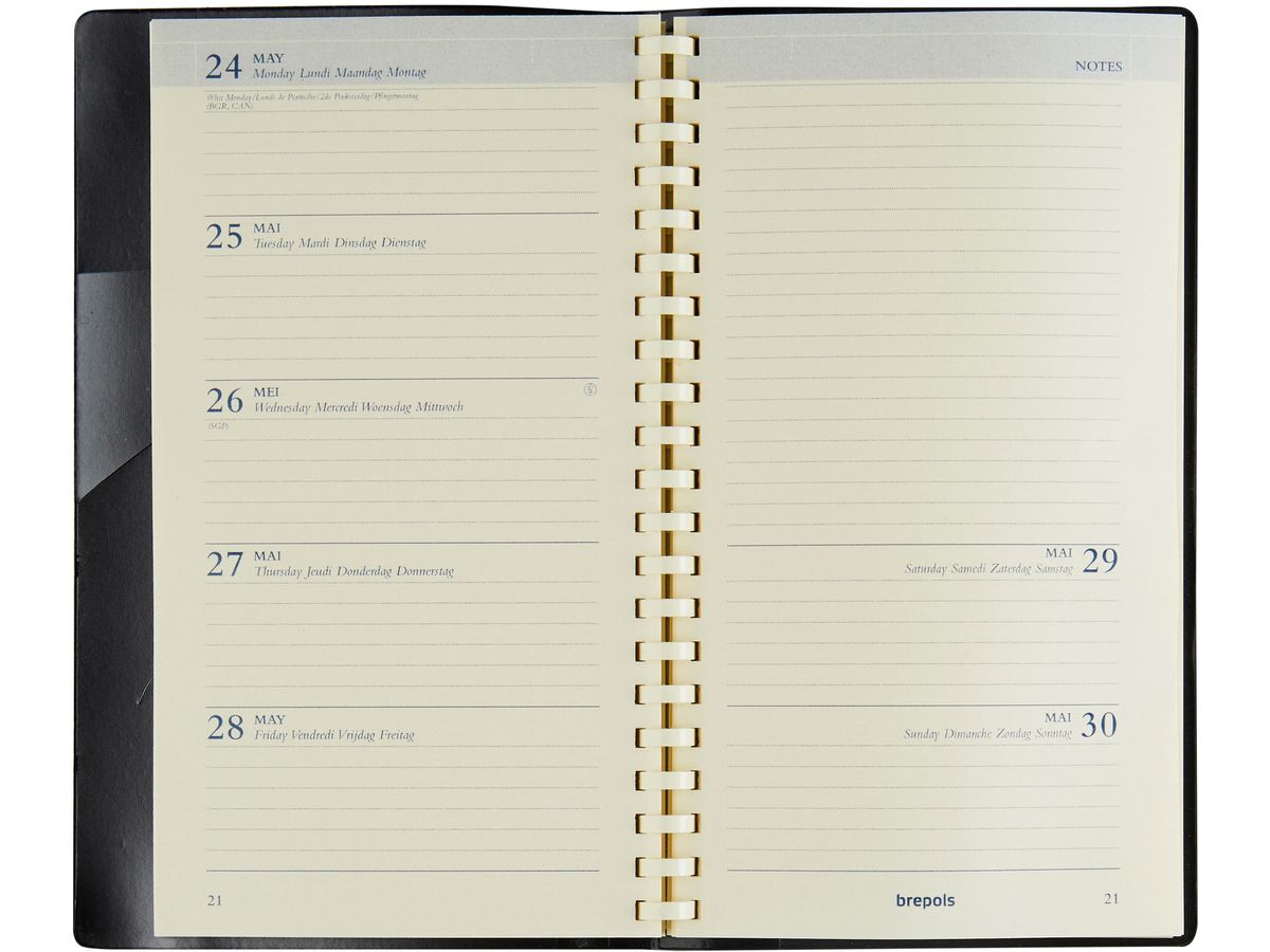 BREPOLS Agenda Notaplan Genova 2026 0.716.2051 1W/1S schwarz 8.9x16cm (5412303124157)