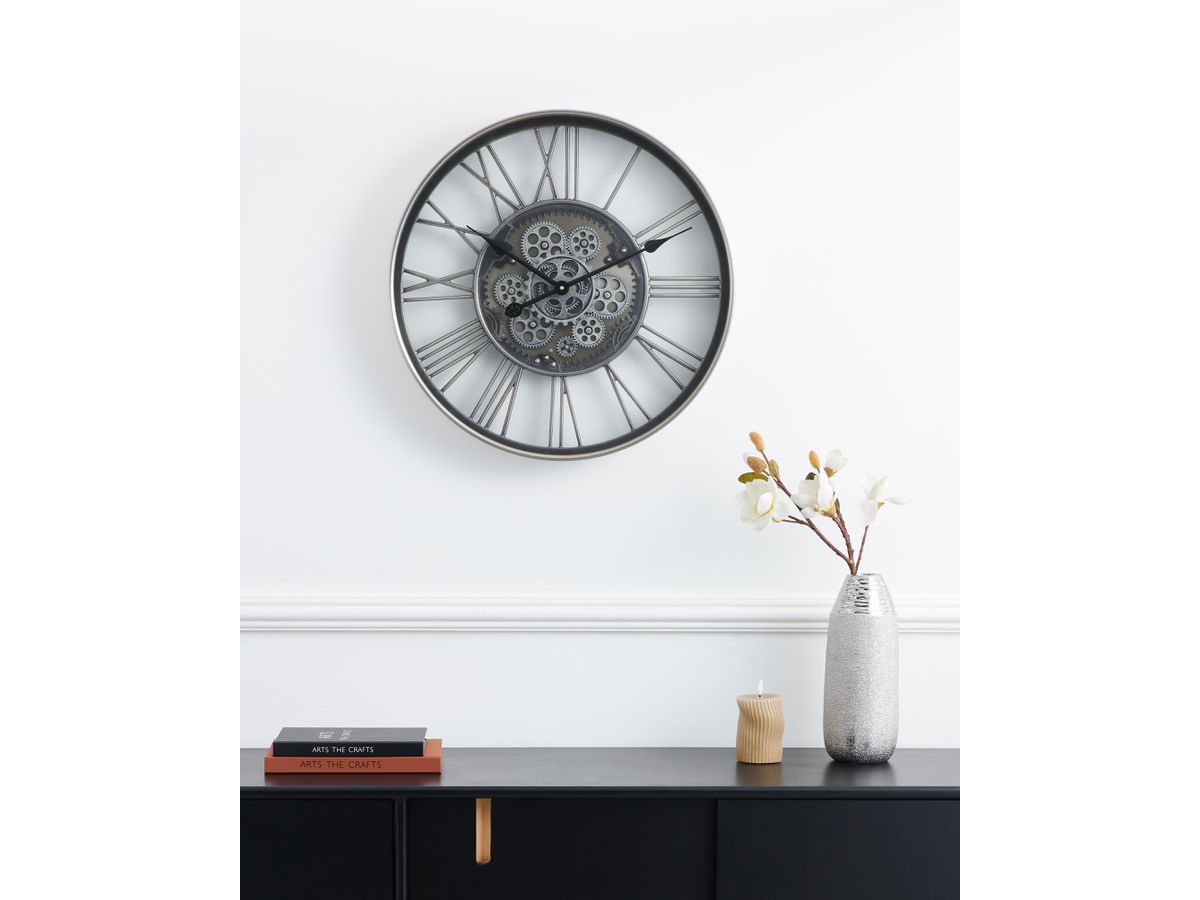 EGLO Wanduhr Kenema 55cm 425529 silber (9008606331352)