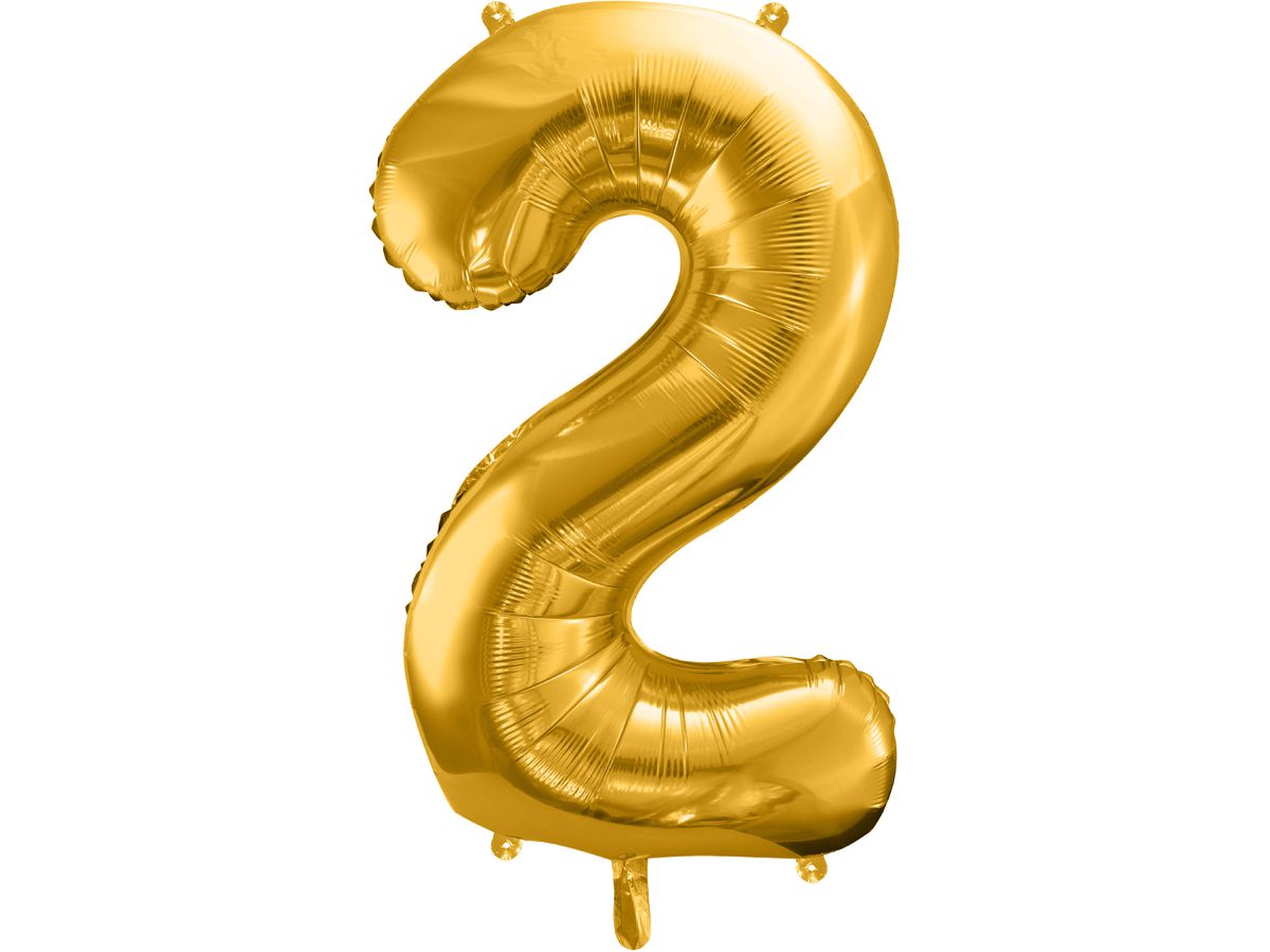 PARTYDECO Palloncino in foil no. 2 86cm FB1M-2-019 oro (5902230736122)