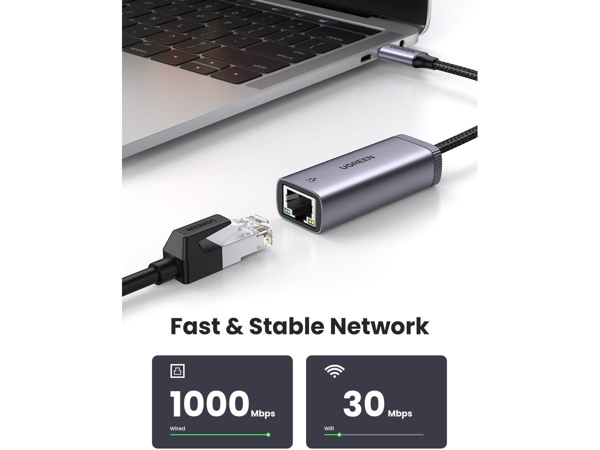 UGREEN Gigabit Ethernet Adapter 40322 USB-C (6957303843220)