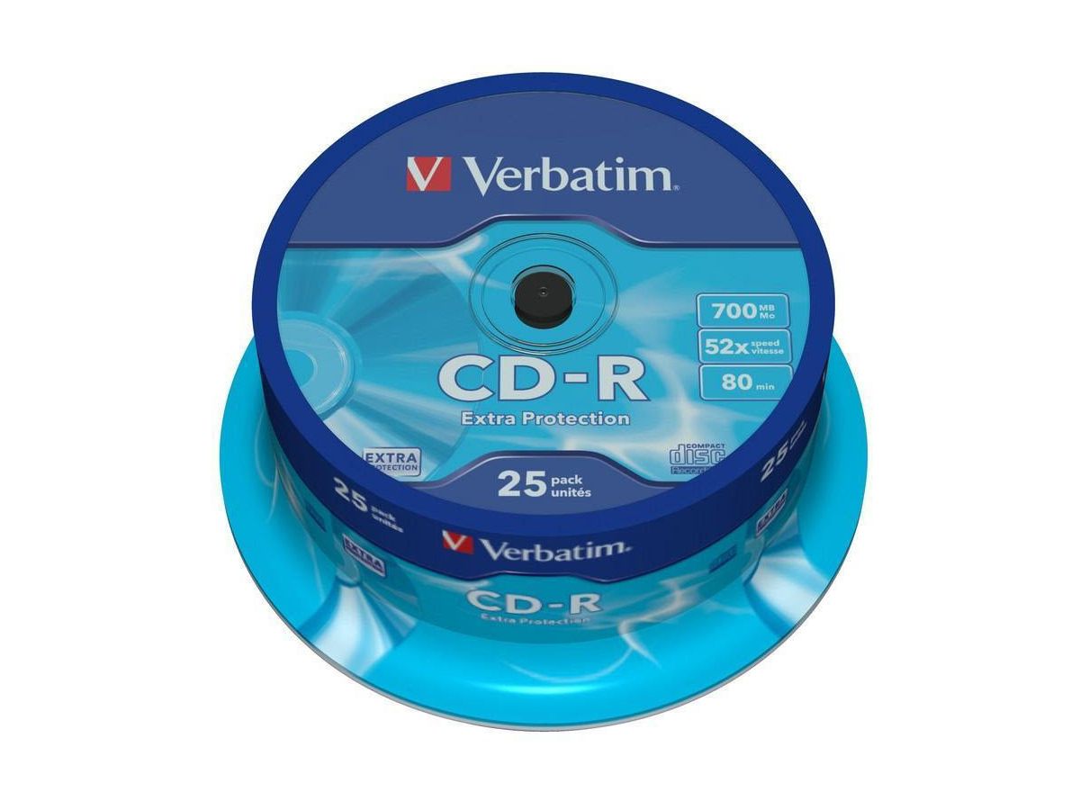 VERBATIM CD-R Spindle 80MIN/700MB 43432 52x DataLife 25 Pcs (0023942434320)