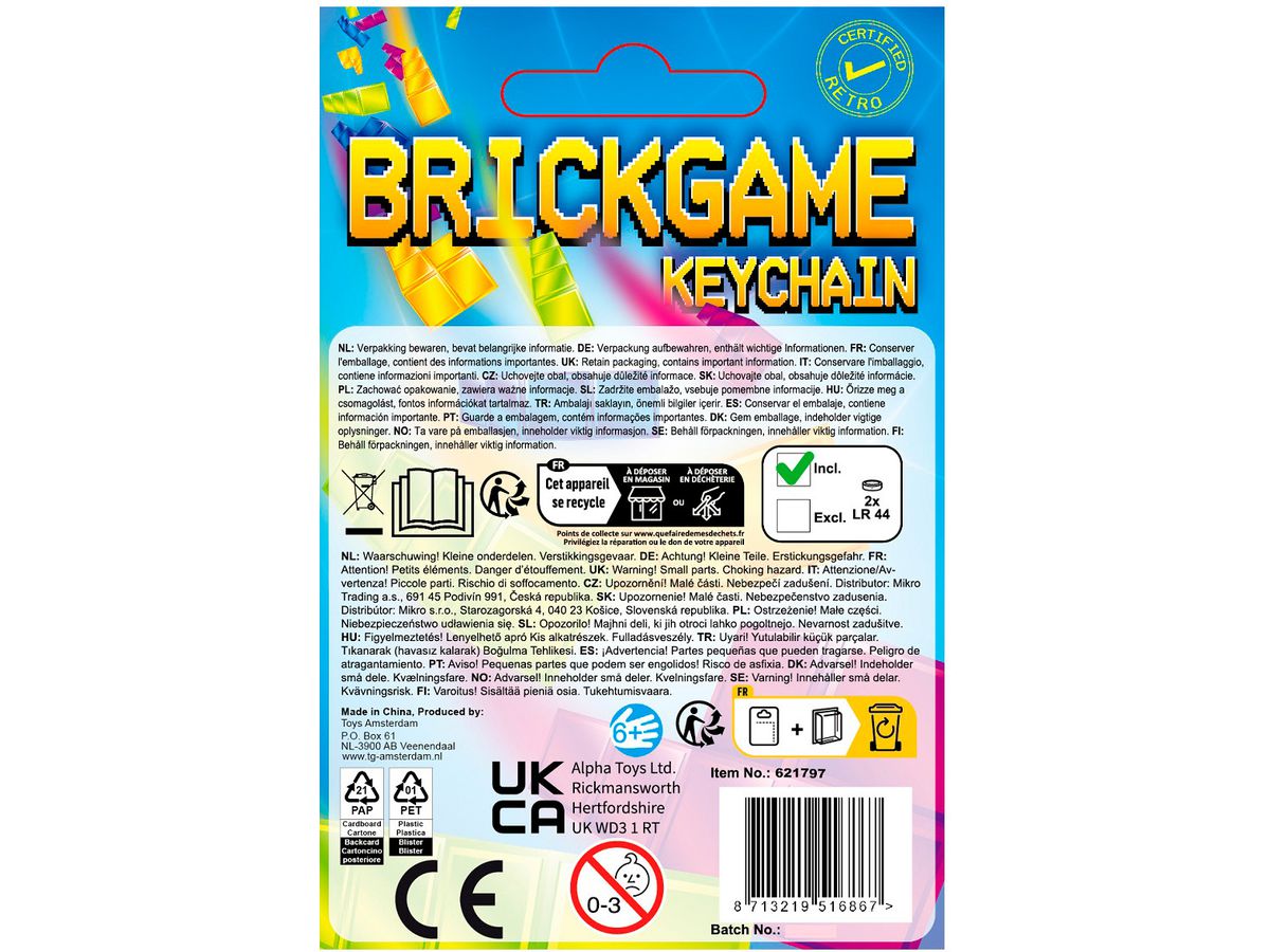 ROOST Schlüsselanhänger 621797 Mini Brickgame, assortiert (8713219516867)