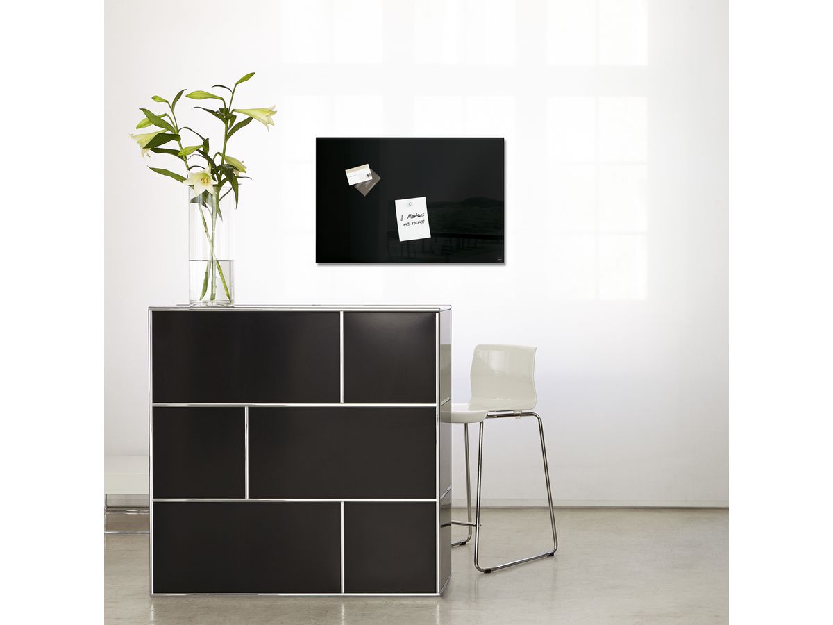 SIGEL Tableau magnétique en verre GL120 noir 600x400x15mm (4004360887680)