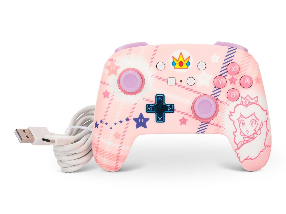 POWER A Enhanced Wireless Ctrl. NSGP025501 NSW, Princess Peach Plaid (0617885085116)