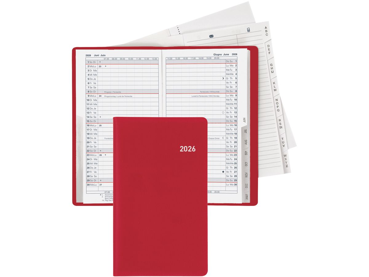 BIELLA Agenda Luzern 2026 855512470026U 1M/2P rouge vin ML 8.7x15.3cm (7611365526826)