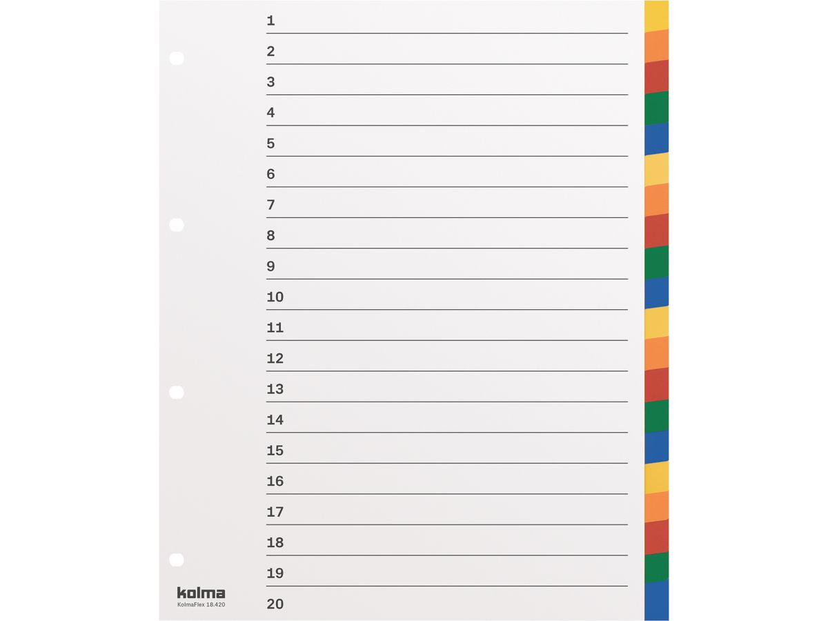 KOLMA Répertoires KolmaFlex A4+ 18.420.20 multicouleur 20 div. (7611967180174)