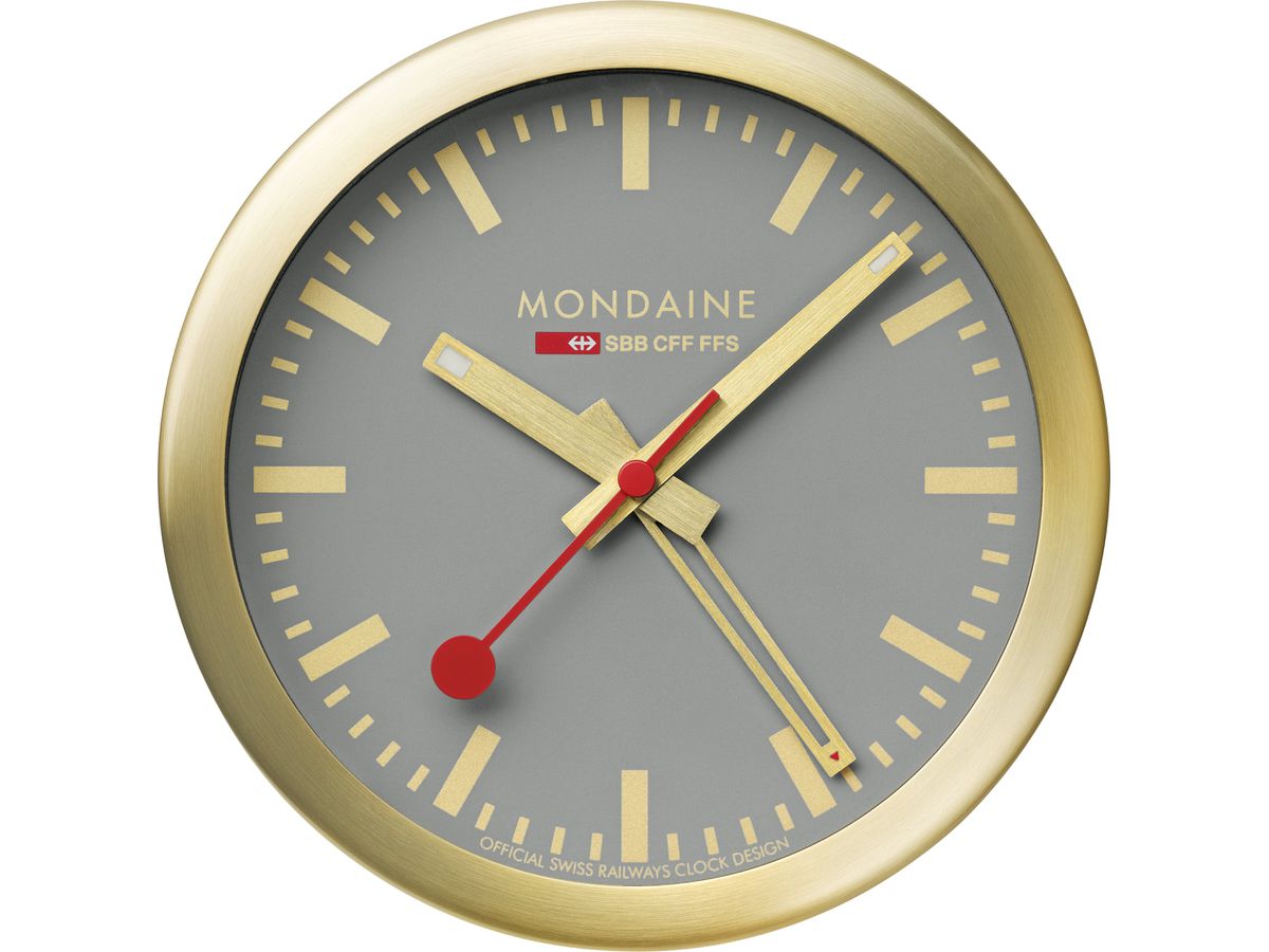 MONDAINE Orologio parete e tavolo 125mm A997.86SBG.1 grigio/oro, sveglia (7611382631527)