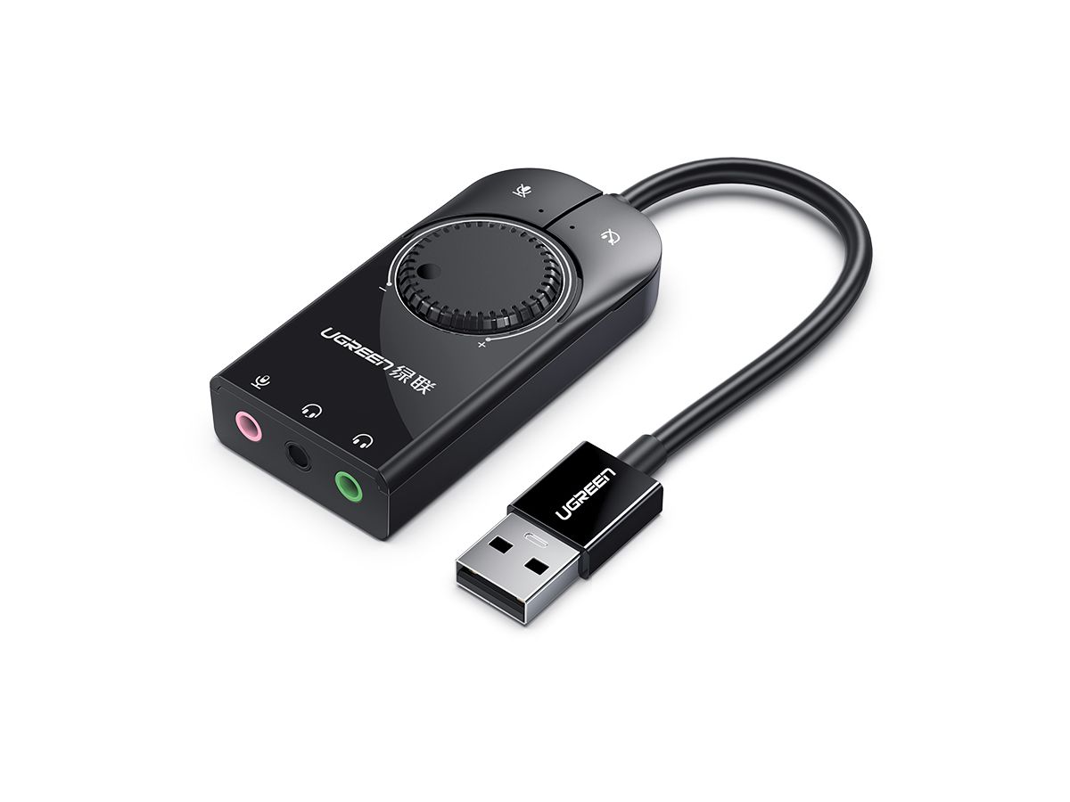 UGREEN External USB Sound Adapter 40964 15cm, Black (6957303849642)