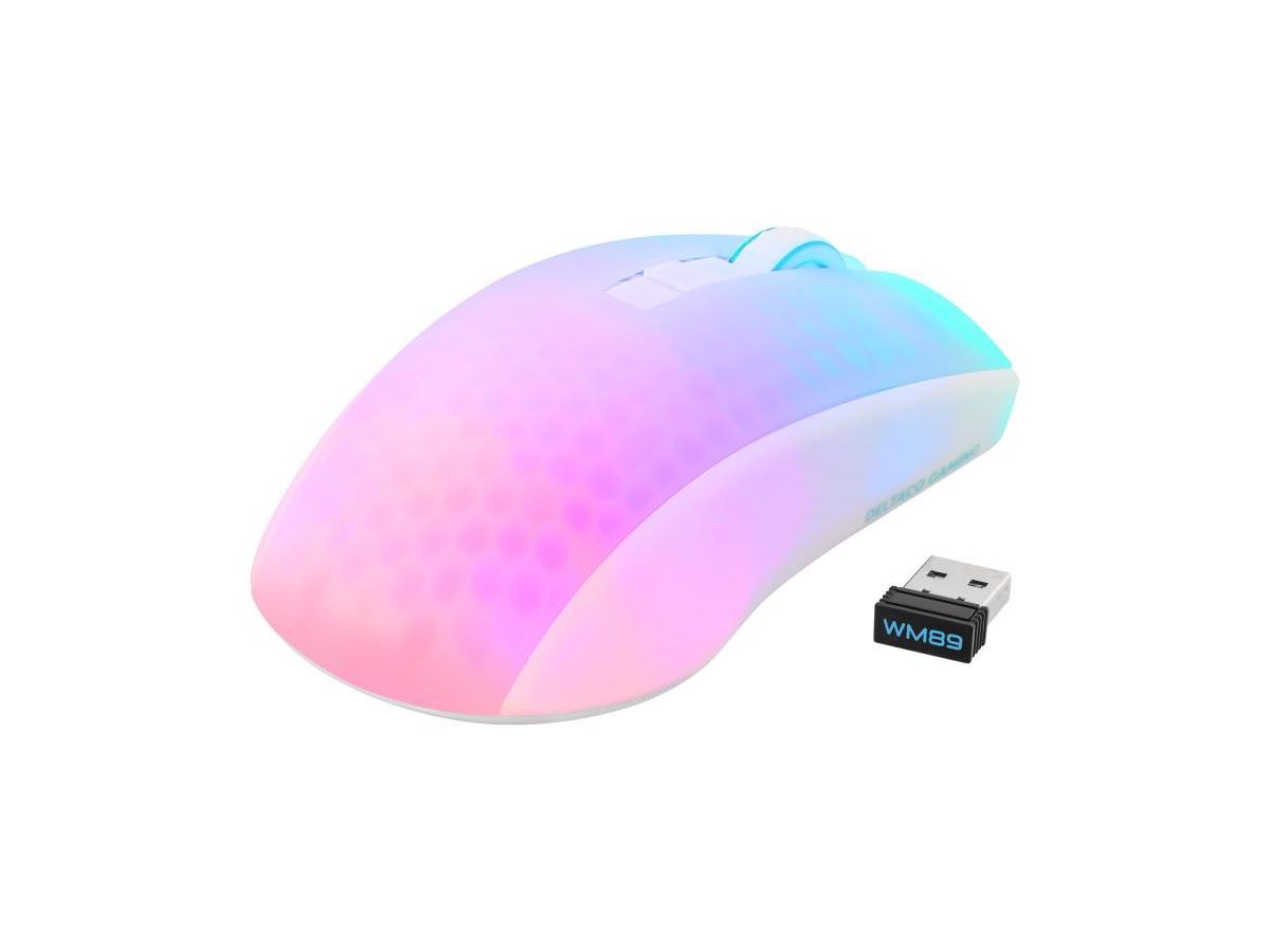 DELTACO Lightweight Mouse Wirel.RGB GAM-145-W Semi-Transparent, WM89,White (7333048058621)