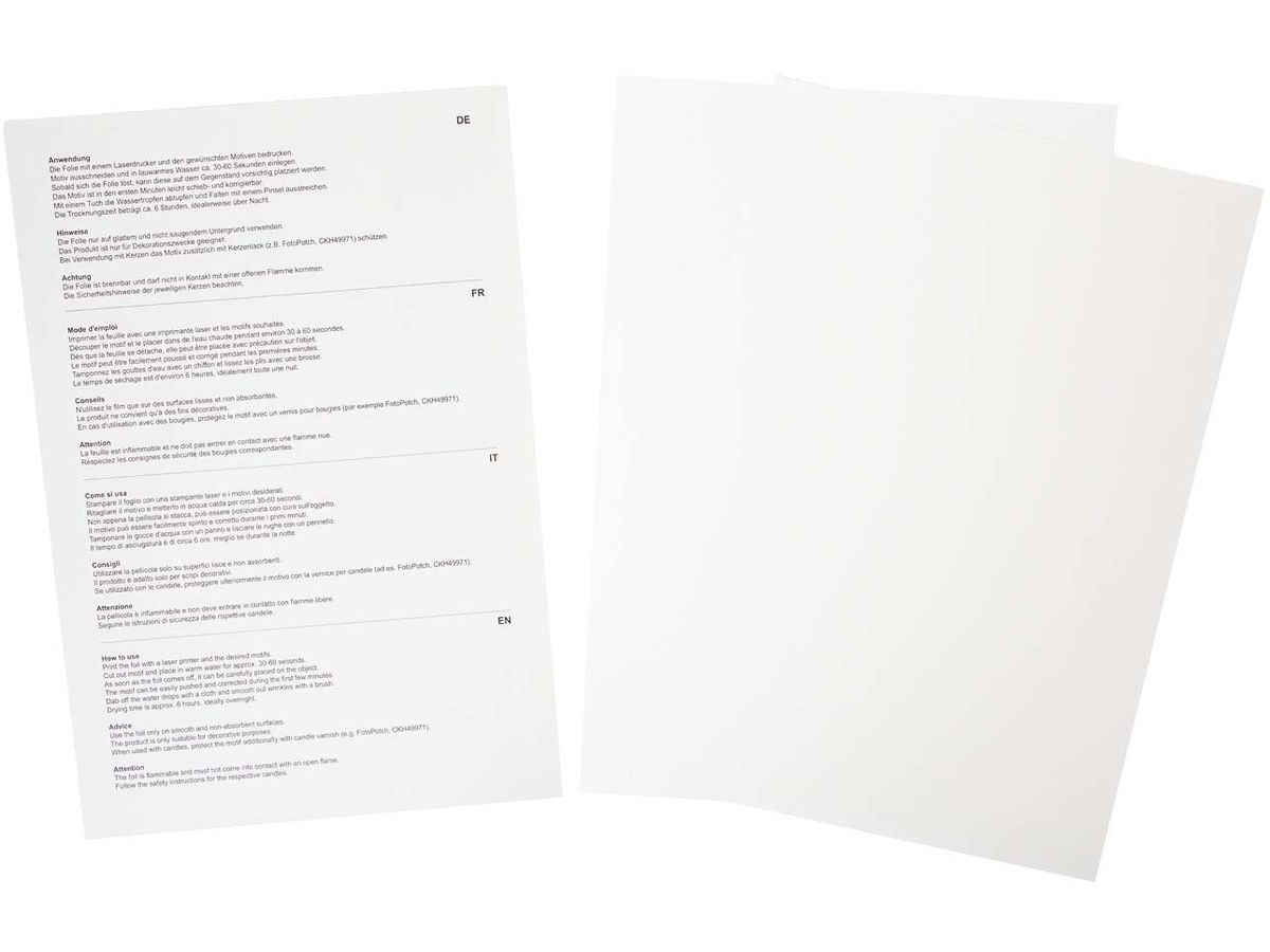 I AM CREATIVE Wasserschiebefolie A4 4010.57 klar 2 Stück (7611983223725)