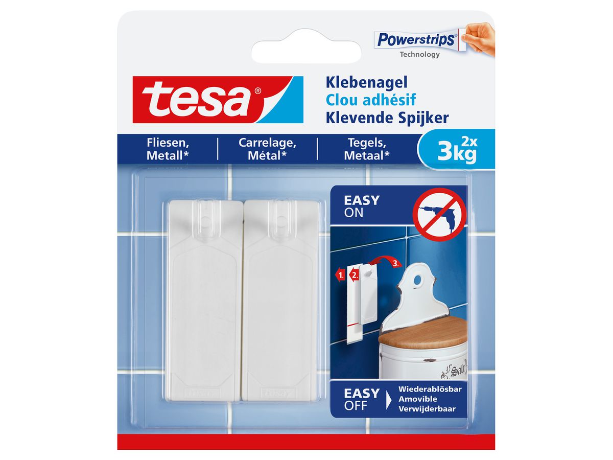TESA Pin adh. 2x3 kg 777630000 Carrelage & métal (4042448340399)