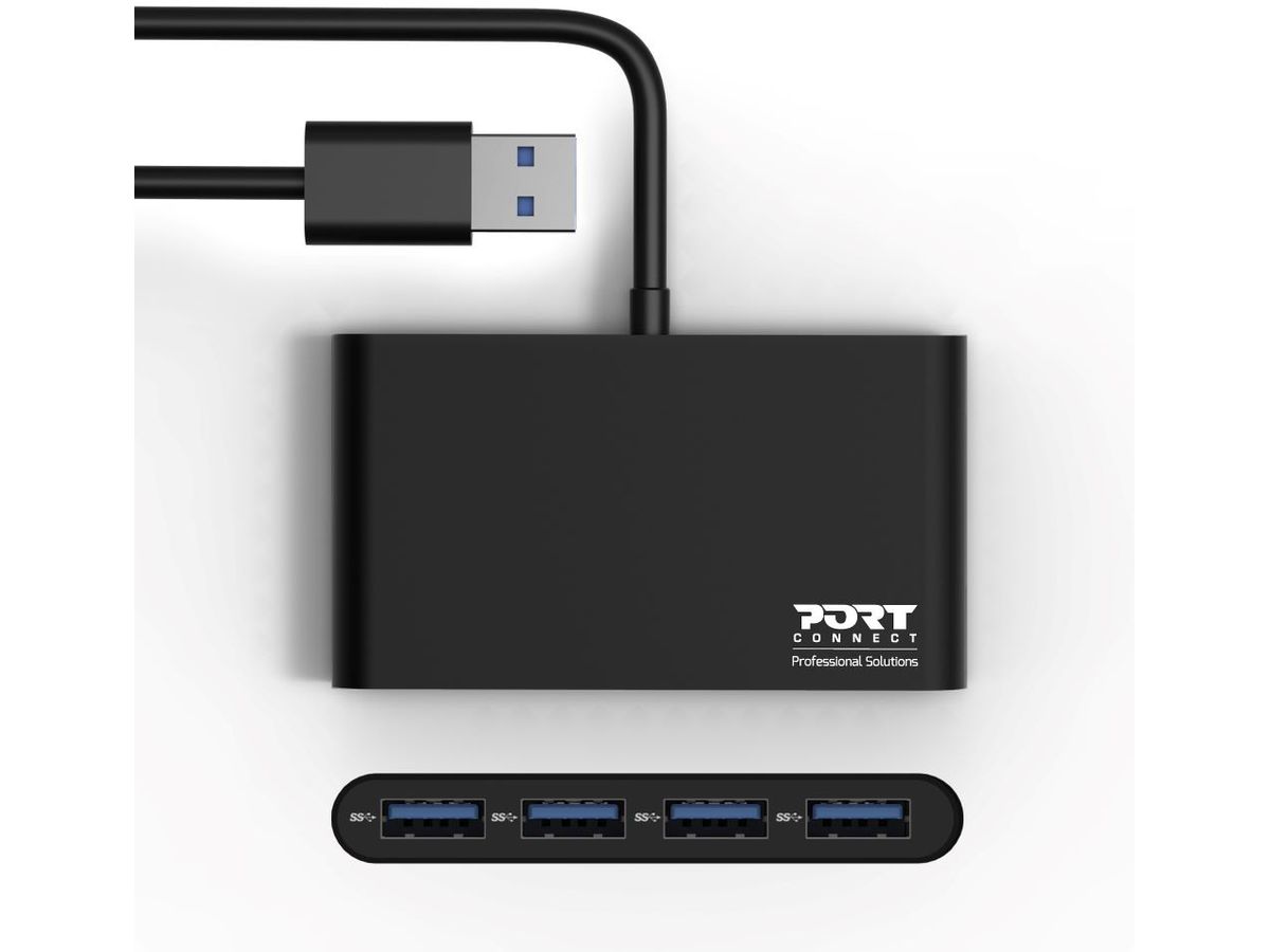 PORT USB Hub 4-ports USB 3.0 900121 black (3567049001216)