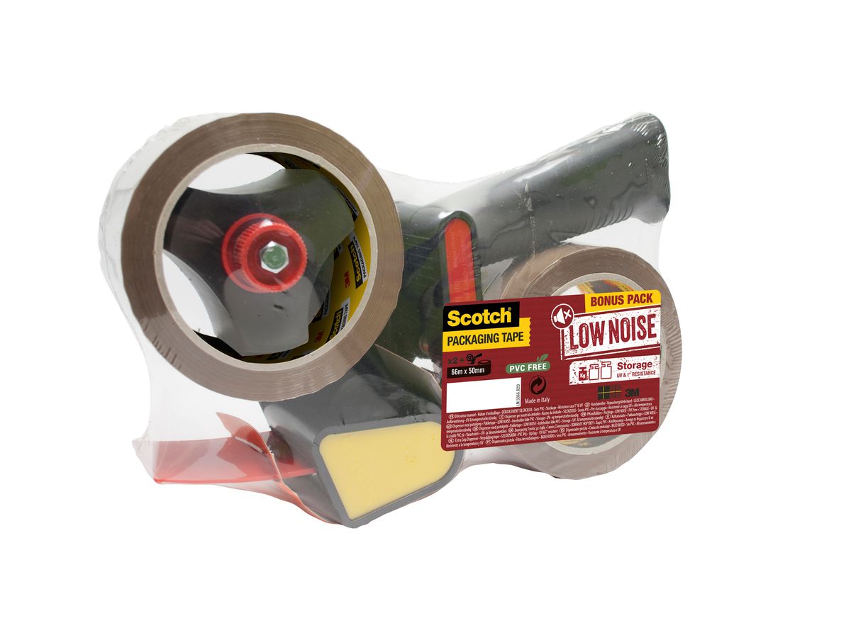 SCOTCH Ruban d'emb. 50mmx66m 7100298857 1 dérouleur + 2 roul. LowNoise (8021684438547)