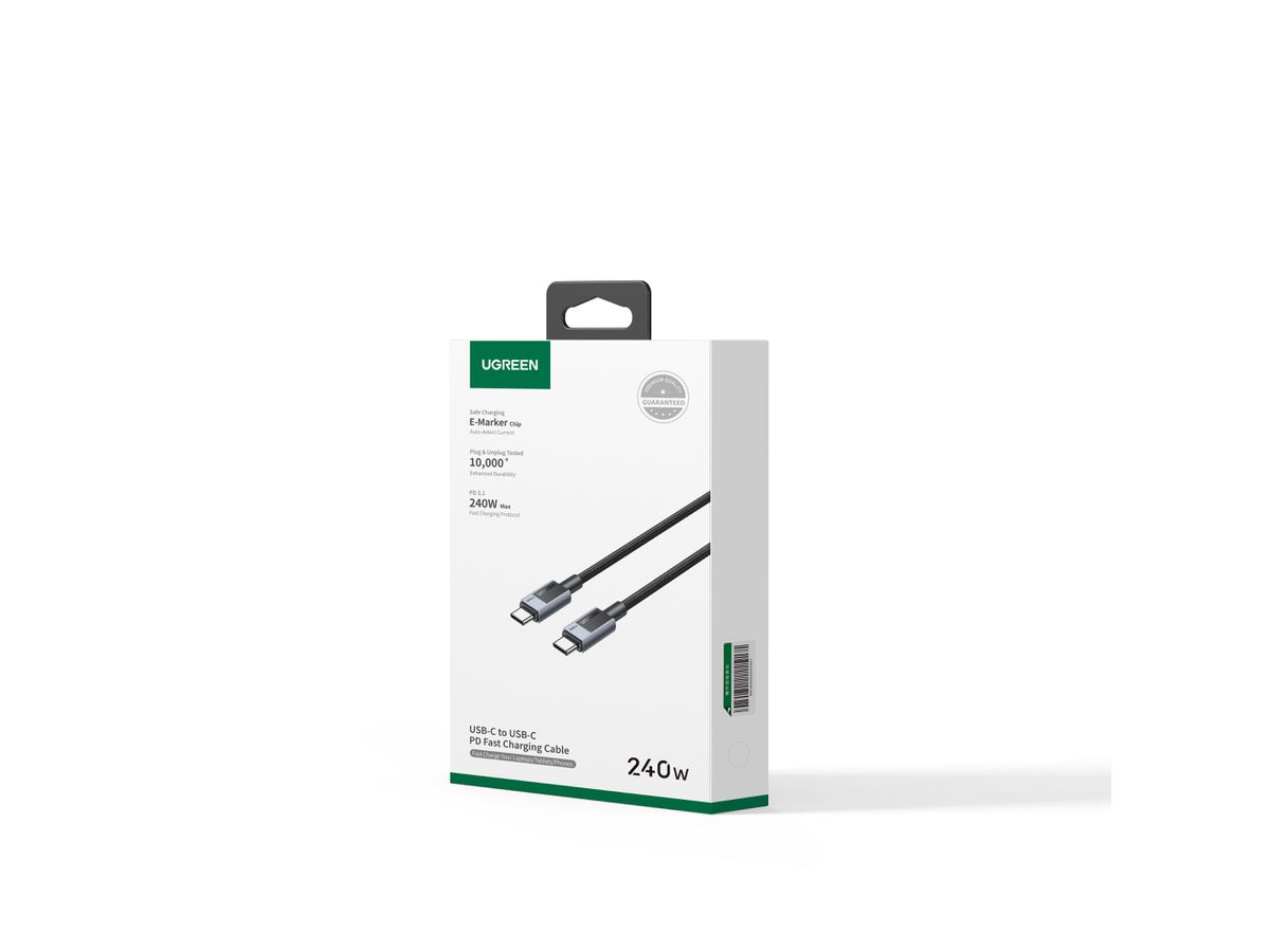UGREEN Cable USB-C to USB-C, 240W 45067 PD,1m,Fast Charging ,Gray (6941876240678)