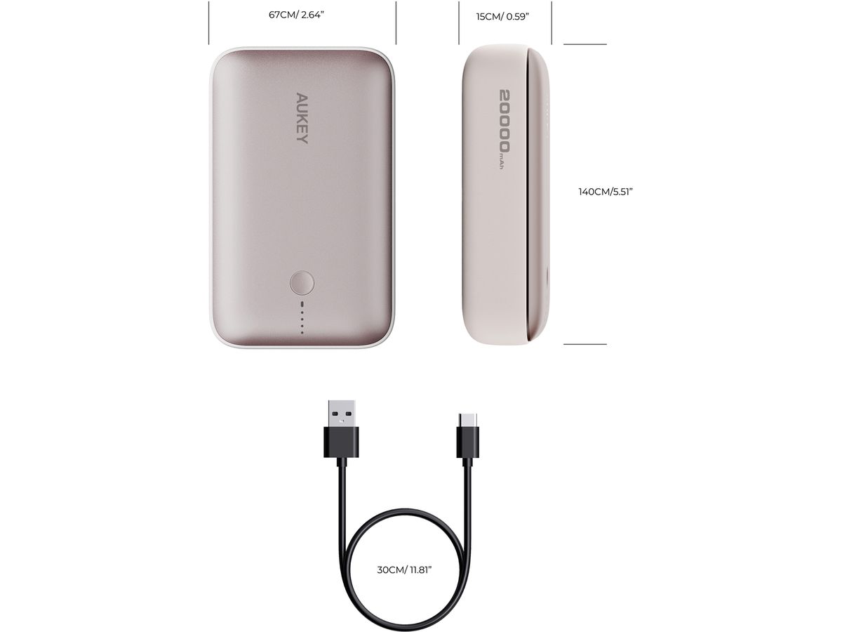 AUKEY Spark Mini 20000, 20W, PD,QC PB-Y57GD Powerbank,Gold,USB-C,USB-A (0689323789825)