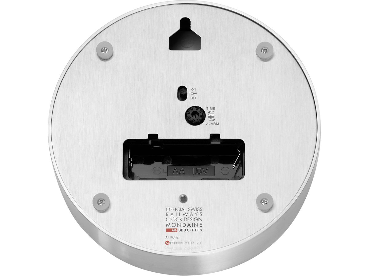 MONDAINE Wand / Tischuhr 125mm A997.86SBV.1 grau, Weckfunktion (7611382636041)