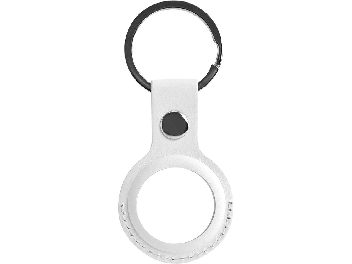 DELTACO Apple AirTag case, keychain MCASE-TAG11 vegan leather, white (7333048053978)
