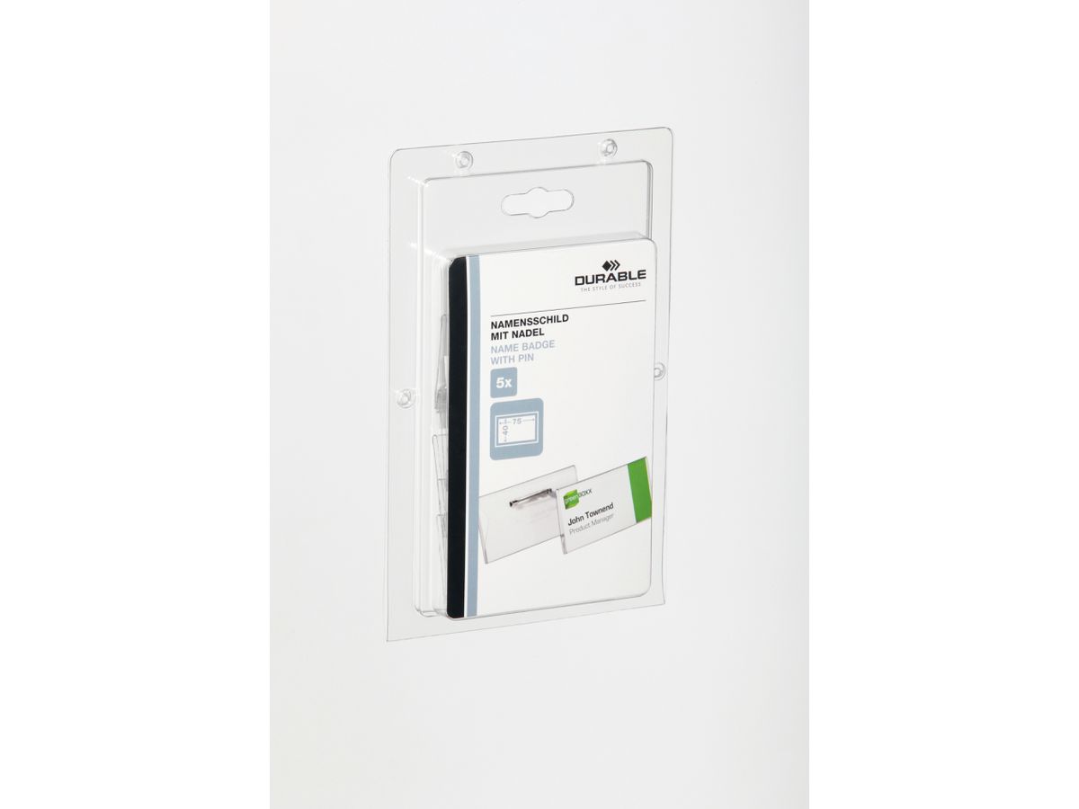 DURABLE Targhetta con spilla 800119 PVC, 40x75mm 100 pezzi (4005546810010)