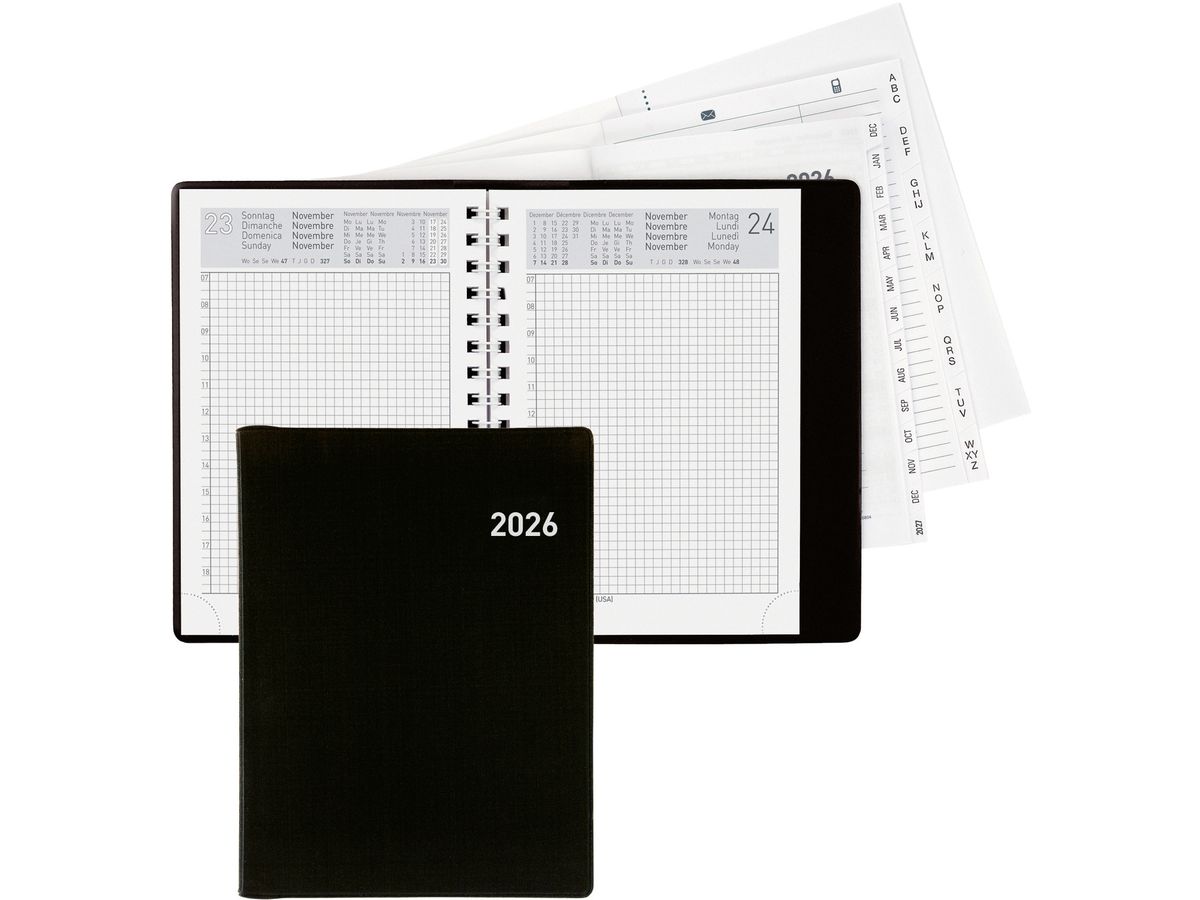 BIELLA Agenda Technikus 4 Wire-O 2026 834141020026U 1T/1S schwarz ML 10.1x14.2cm (7611365526253)