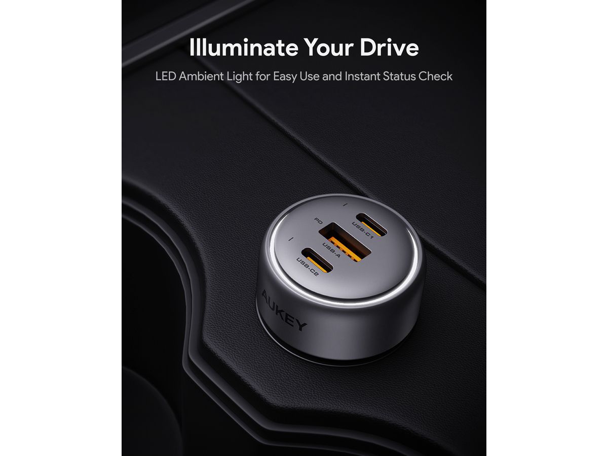 AUKEY Pathfinder PD Car Char. 66W CC-P1 3-Port,USB-A&C (0689323788132)