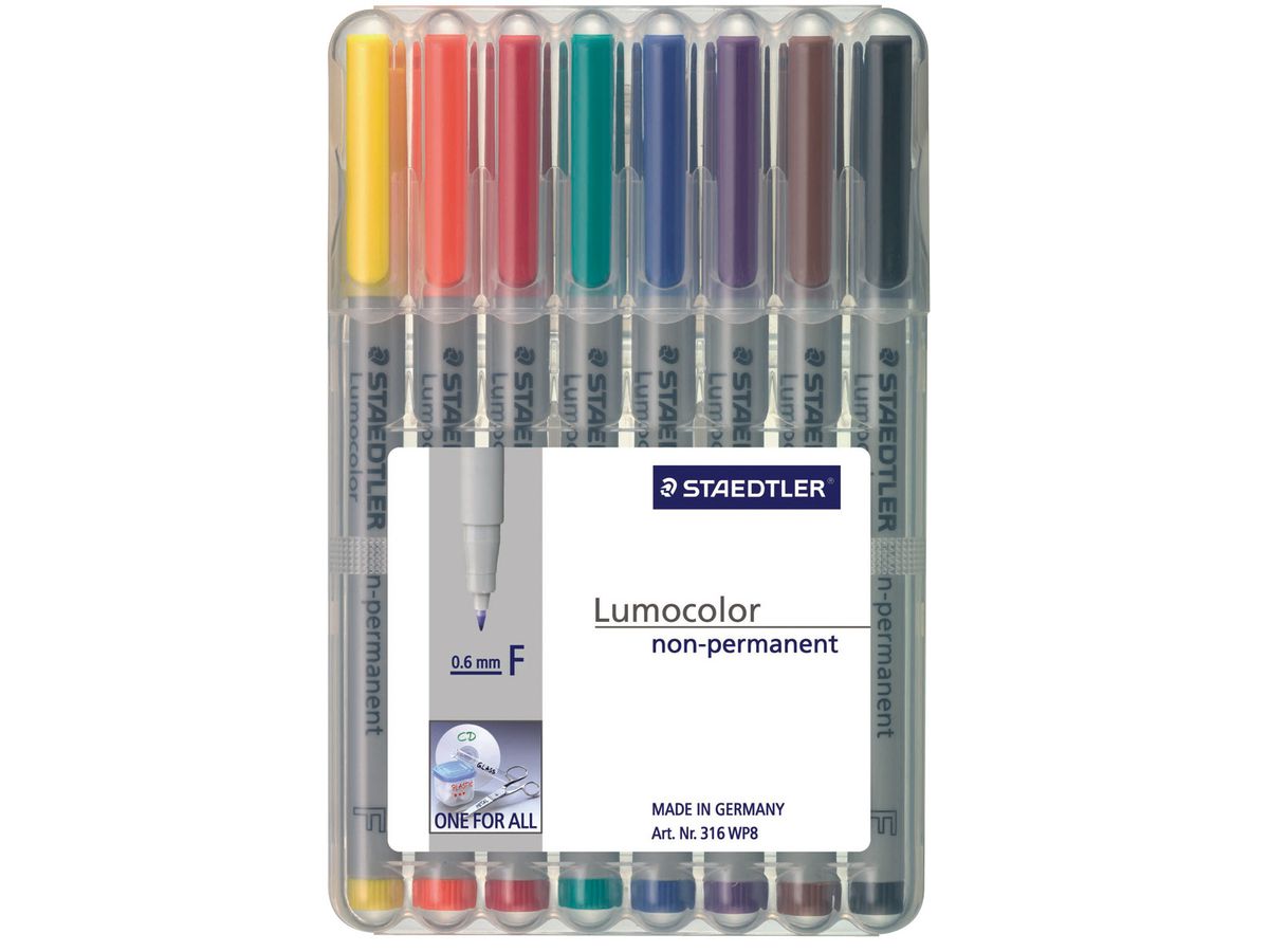 STAEDTLER Lumocolor non-perm. F 316 WP8 8 couleurs ass. (4007817323601)
