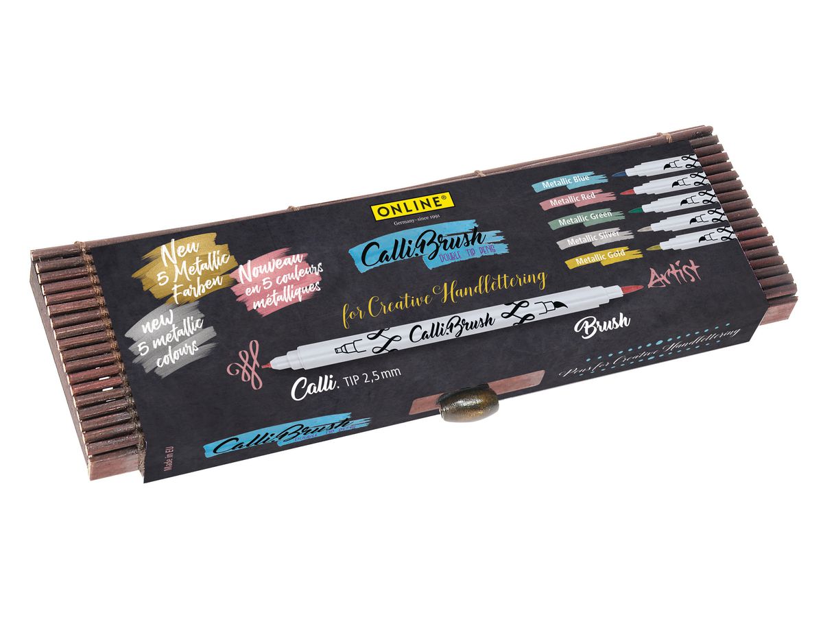 ONLINE Callibrush Pen Double Tip 19089 metallic ass. 2.5mm (4014421190895)