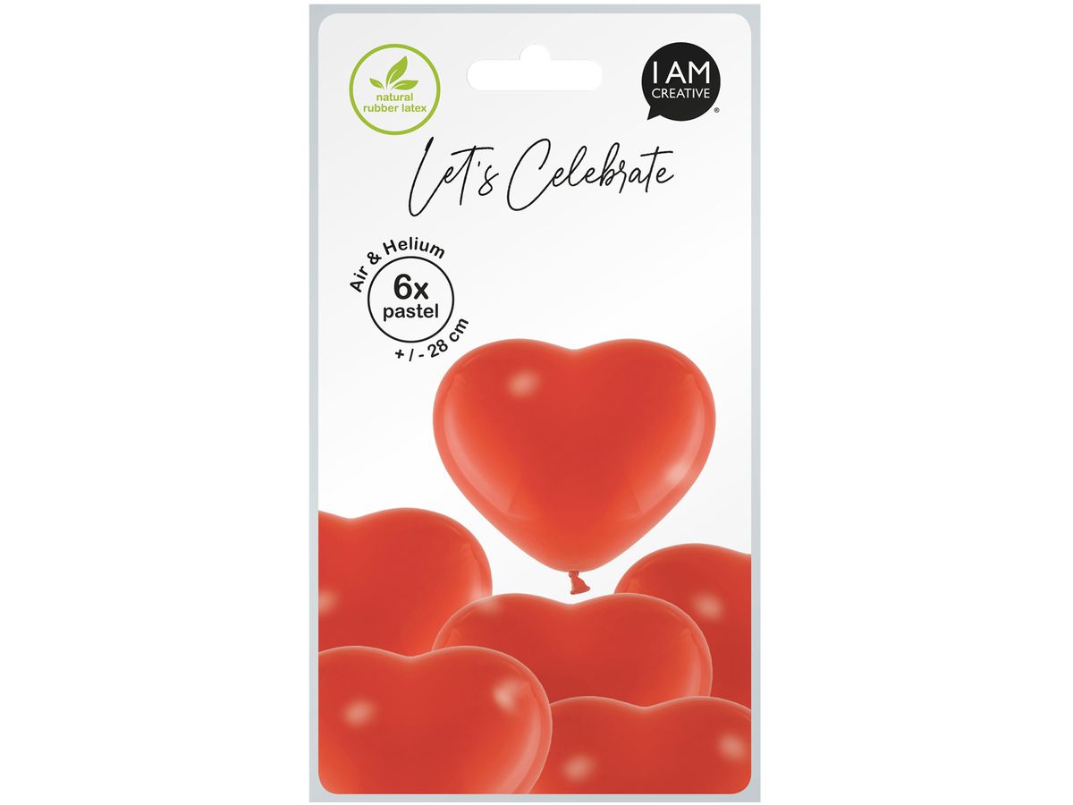 I AM CREATIVE Ballons Herz 27cm 1000-1073 rot 6 Stück (7611983246991)