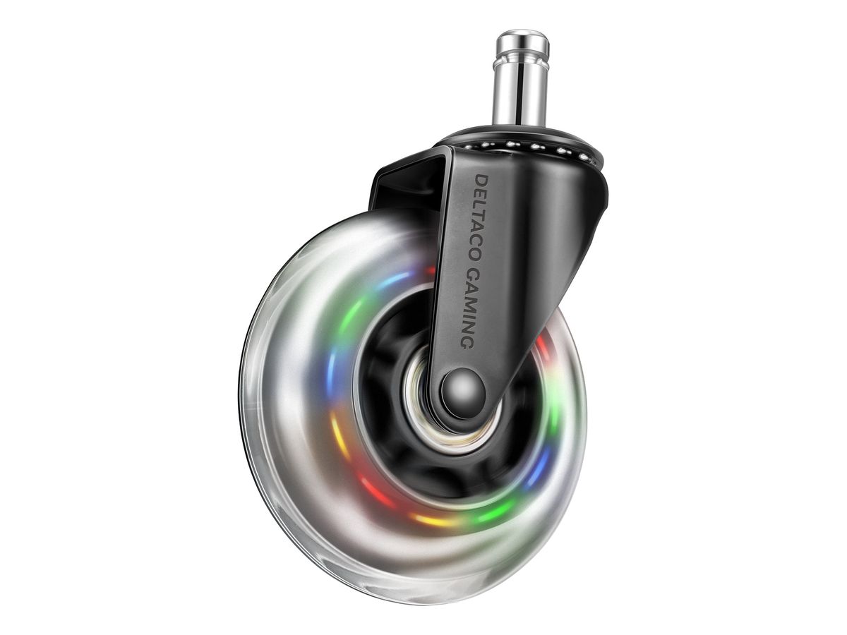 DELTACO RGB Casters,Wheels,5-pack GAM-141 for Gaming Chairs (7333048057211)