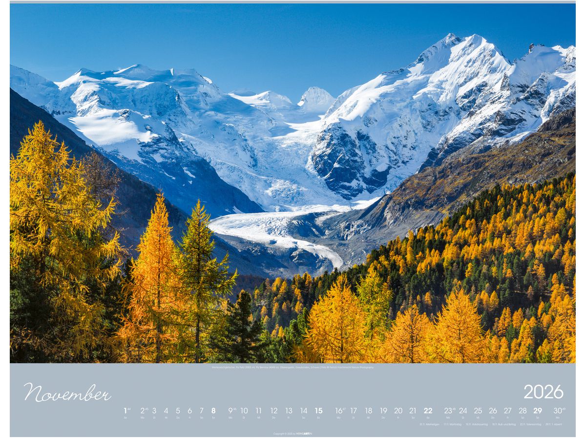 WEINGARTEN Calendrier 2026 3312192+26 Alpen im Licht DE 55x46cm (9783839902646)
