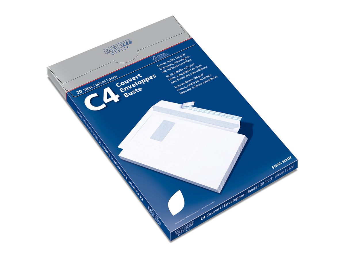 METTLER Couvert Fenster rechts C4 9064-120-S20 120g,hochweiss,Kleber 20 Stk. (7640126060040)