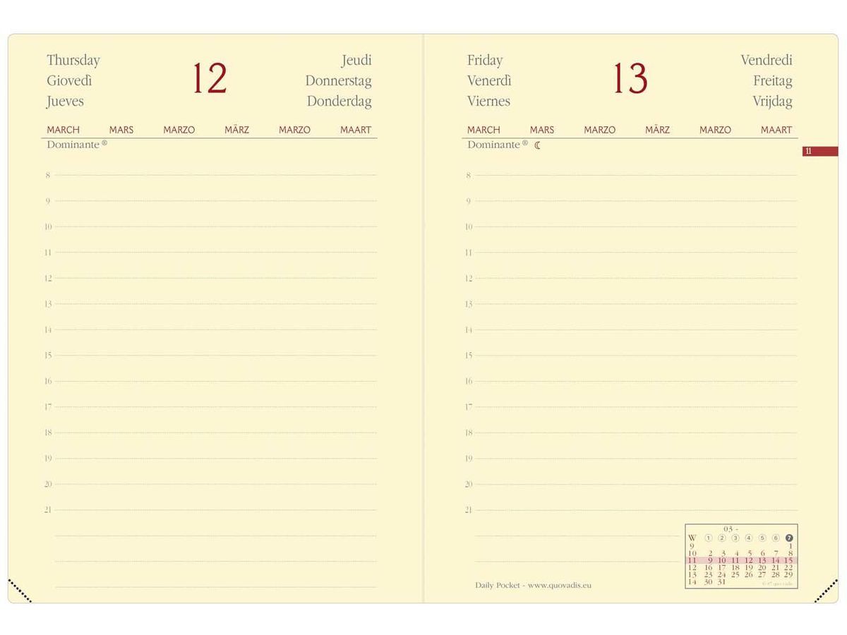 QUO-VADIS Agenda Silk DailyPocket 2026 617017Q 1T/1S burgunder ML 8,5x13cm (3371010487004)