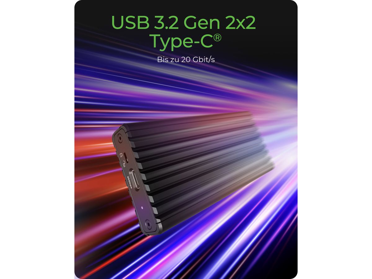 ICY BOX Gehäuse für M.2 NVMe SSD IB-1917M-C32a USB-C 3.2 Gen 2x2, 20Gbit/s (4250078174974)