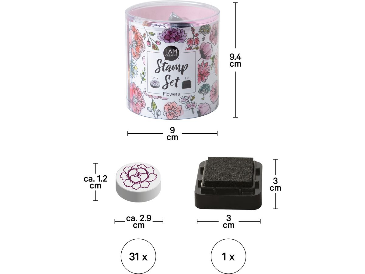 I AM CREATIVE Stempelset 4093.04 Flowers 31 Stück (7611983252053)