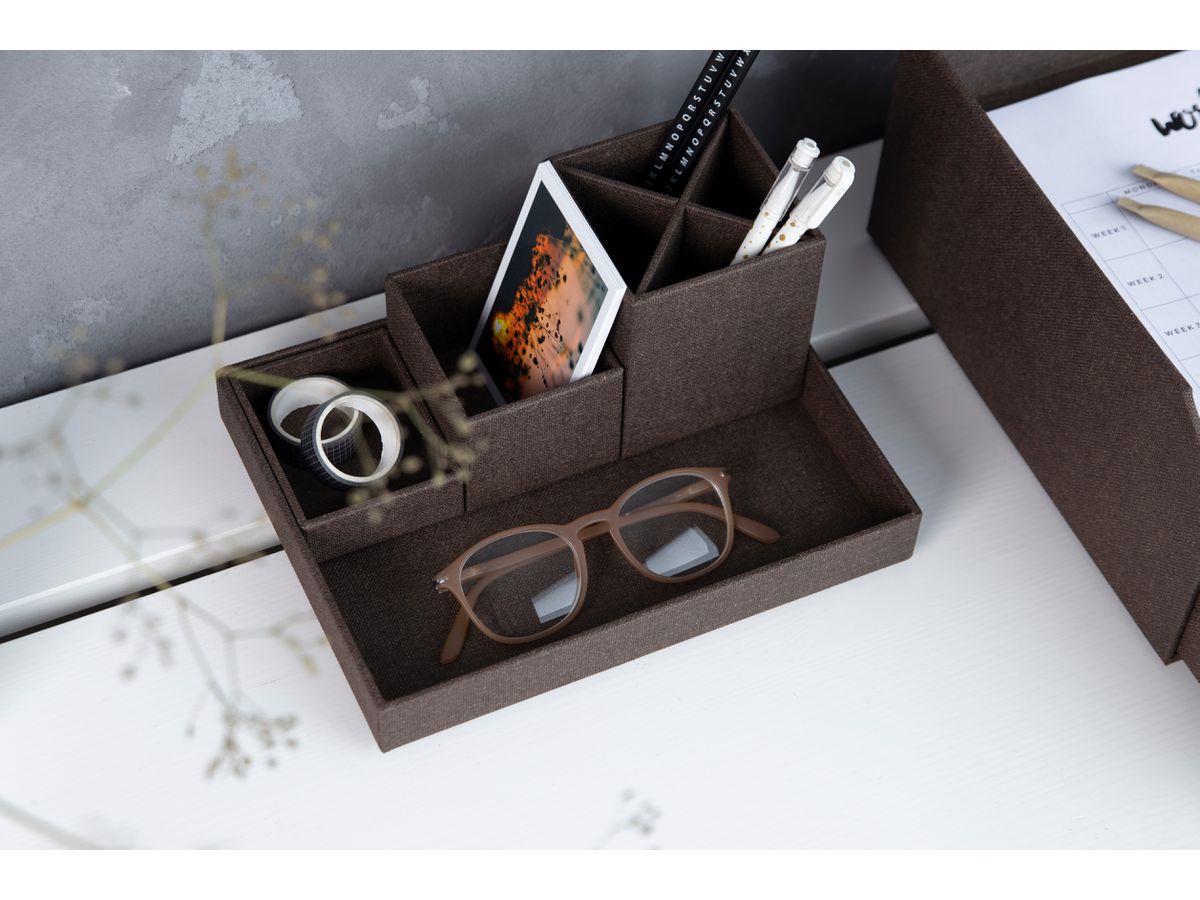 BIGSO BOX OF SWEDEN Stifteköcher Set Lena 7974C4801 Leinen, 4-teilig, braun (7330061091772)