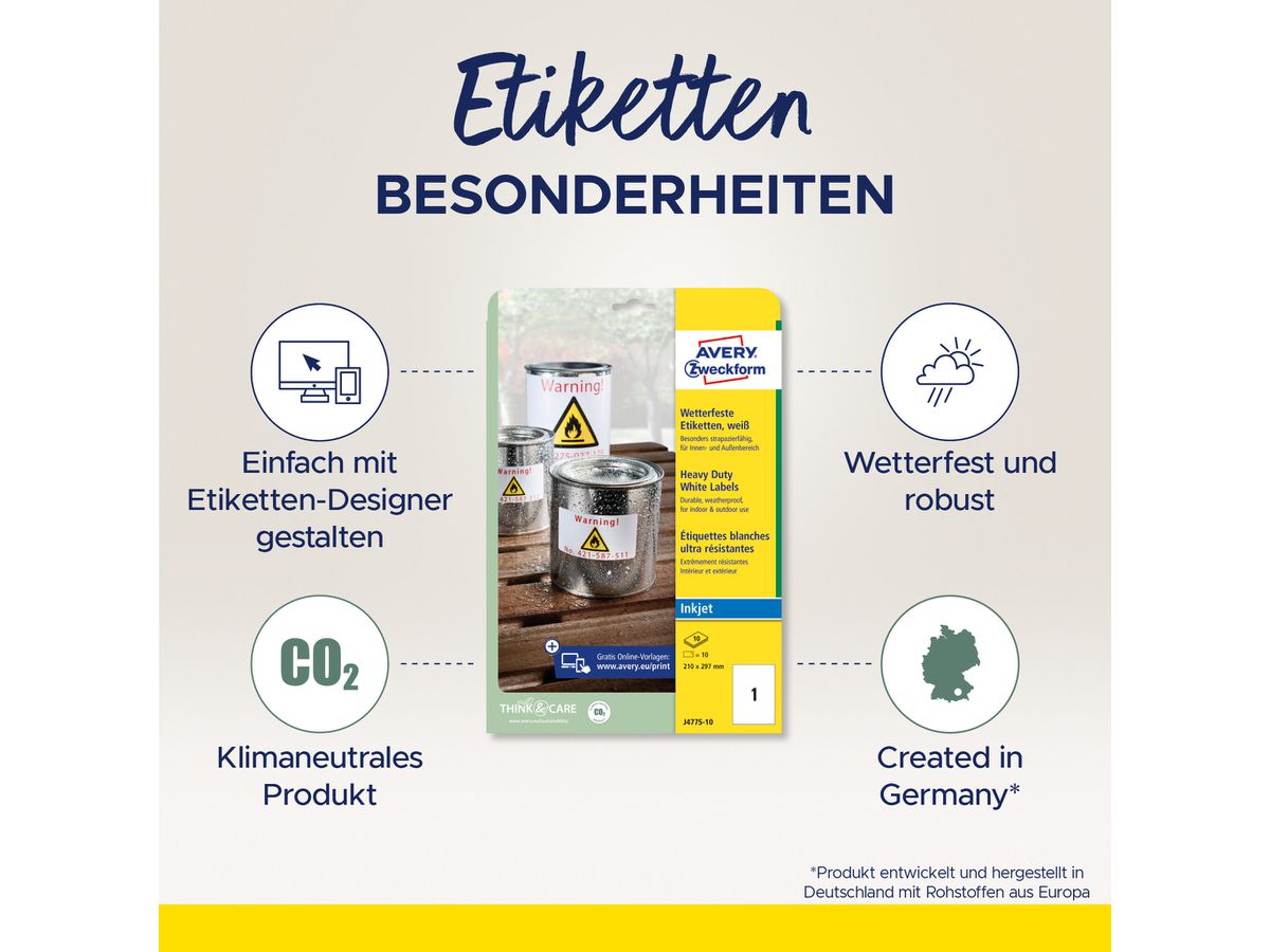 AVERY ZWECKFORM Etichette 63,5×33,9mm J4773-10 240 pezzi (4004182247730)