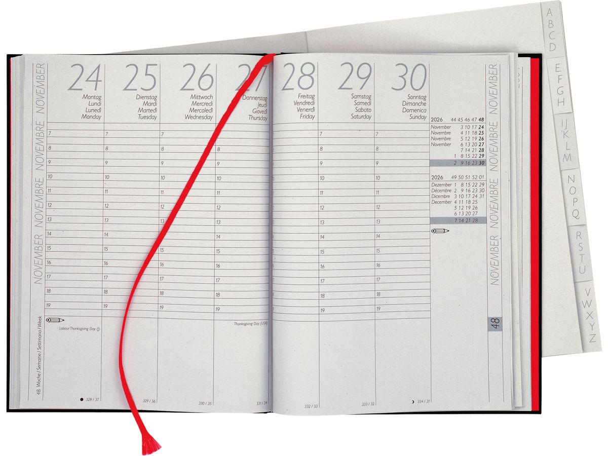 BIELLA Geschäftsagenda Longatti 2026 812725020026U 1W/2S schwarz ML 18x24.5cm (7611365524754)