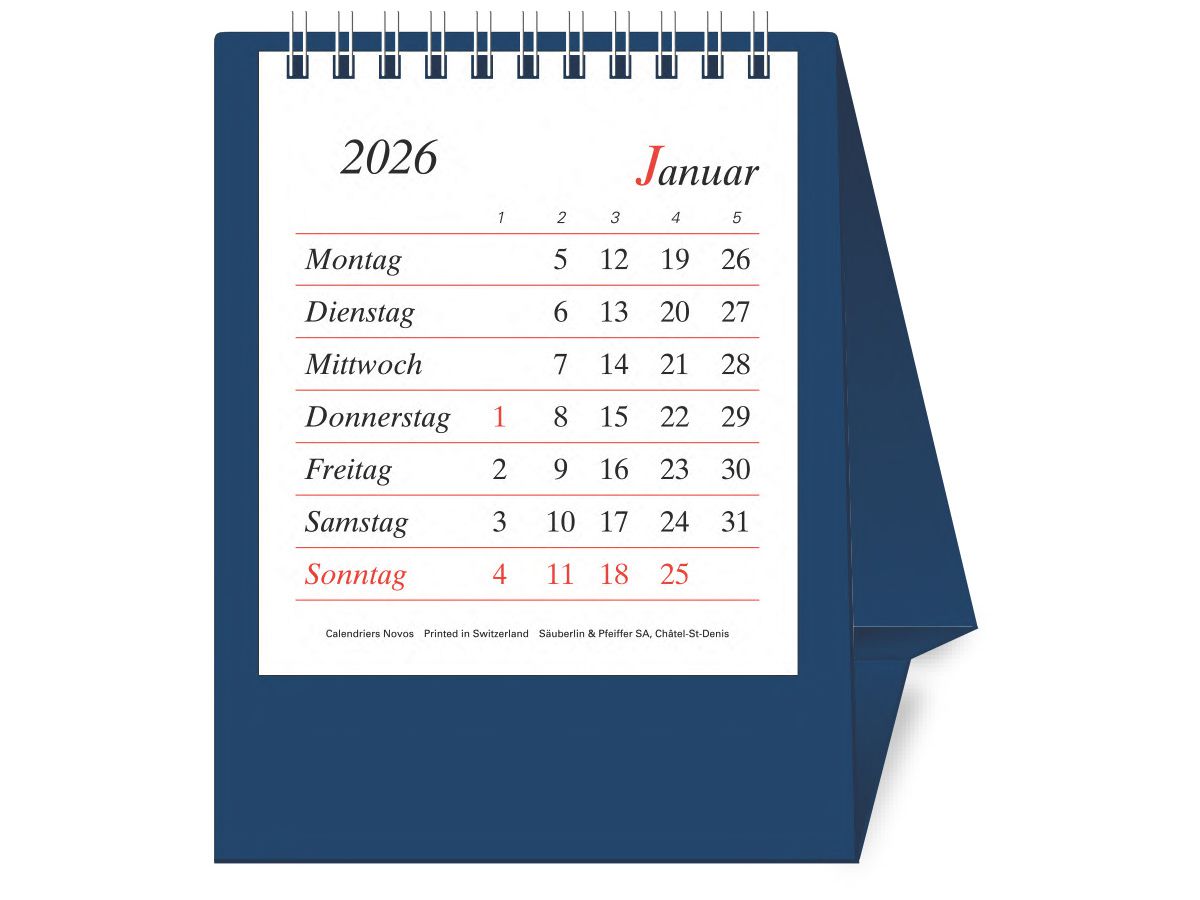 NOVOS Tischkal. Pro Bristol D. 2026 509049 1M/1S dunkelblau DE 11.5x14cm (9771663509049)