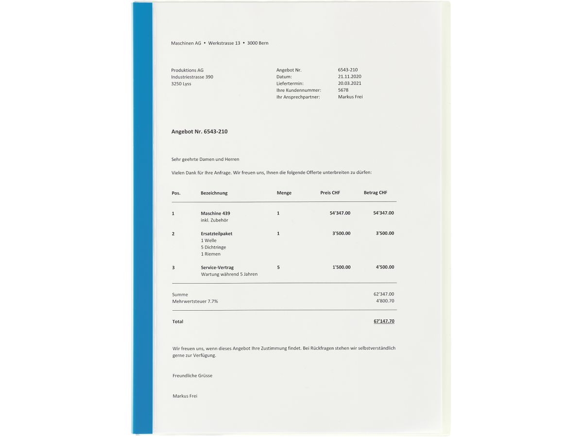 KOLMA Dossiers d'offre Plast. A4 10.742.20 Boden opak weiss (7612532052155)