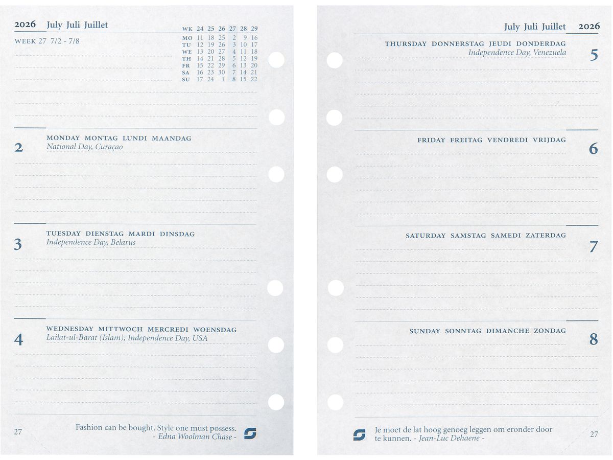 SUCCES Agenda Standard 2026 843207000026U 1W/2S Ersatzkal. 9.5x17.1cm (8717481254311)