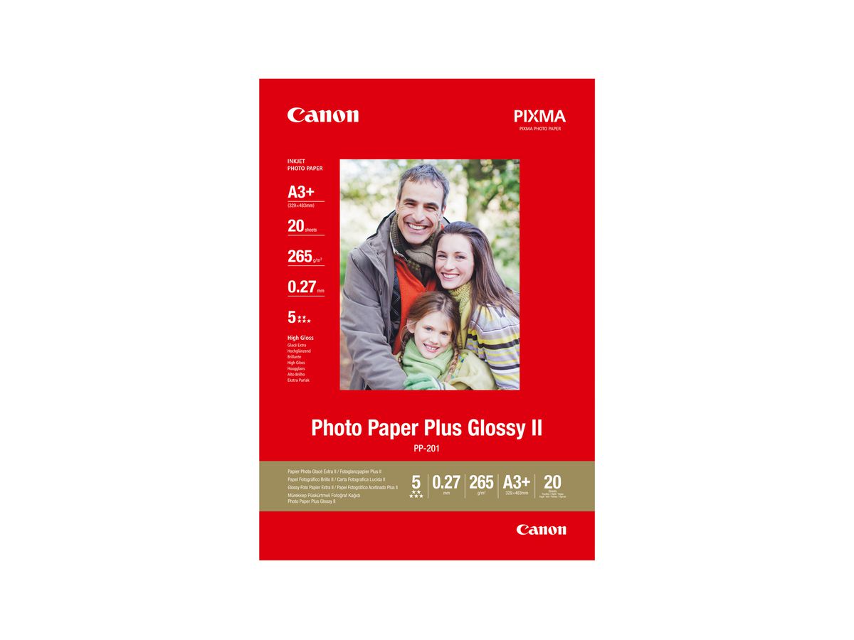 CANON Photo Paper Plus 265g A3+ PP201A3+ InkJet glossy II 20 fogli (4960999537290)