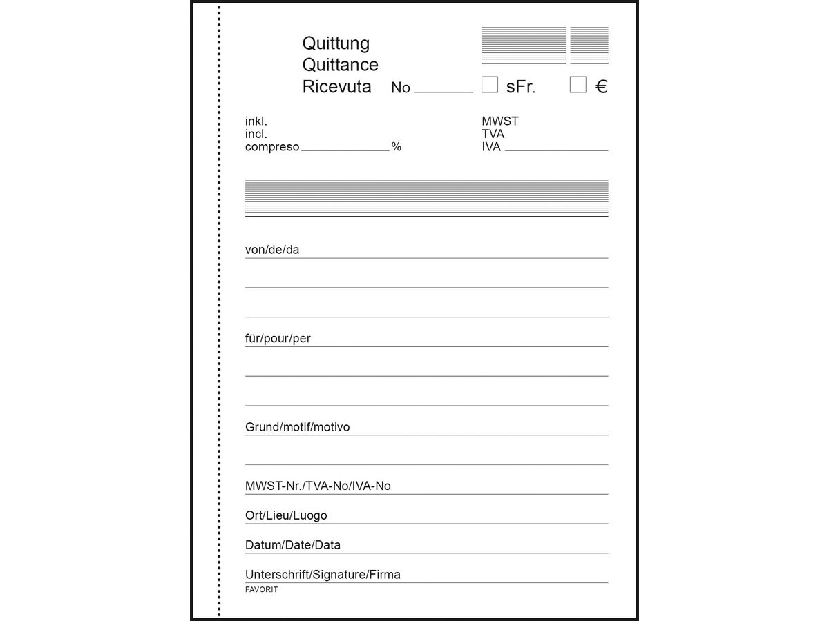 FAVORIT Quittungen OK BONUS D/F/I A6 8396 OK Durchschreibepapier 84 Blatt (7612149053248)