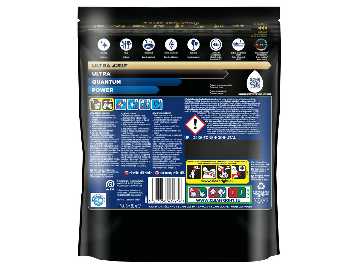 FINISH Ultra Plus All-in-1 3314387 Citrus, 17 Waschgänge (4251758437716)